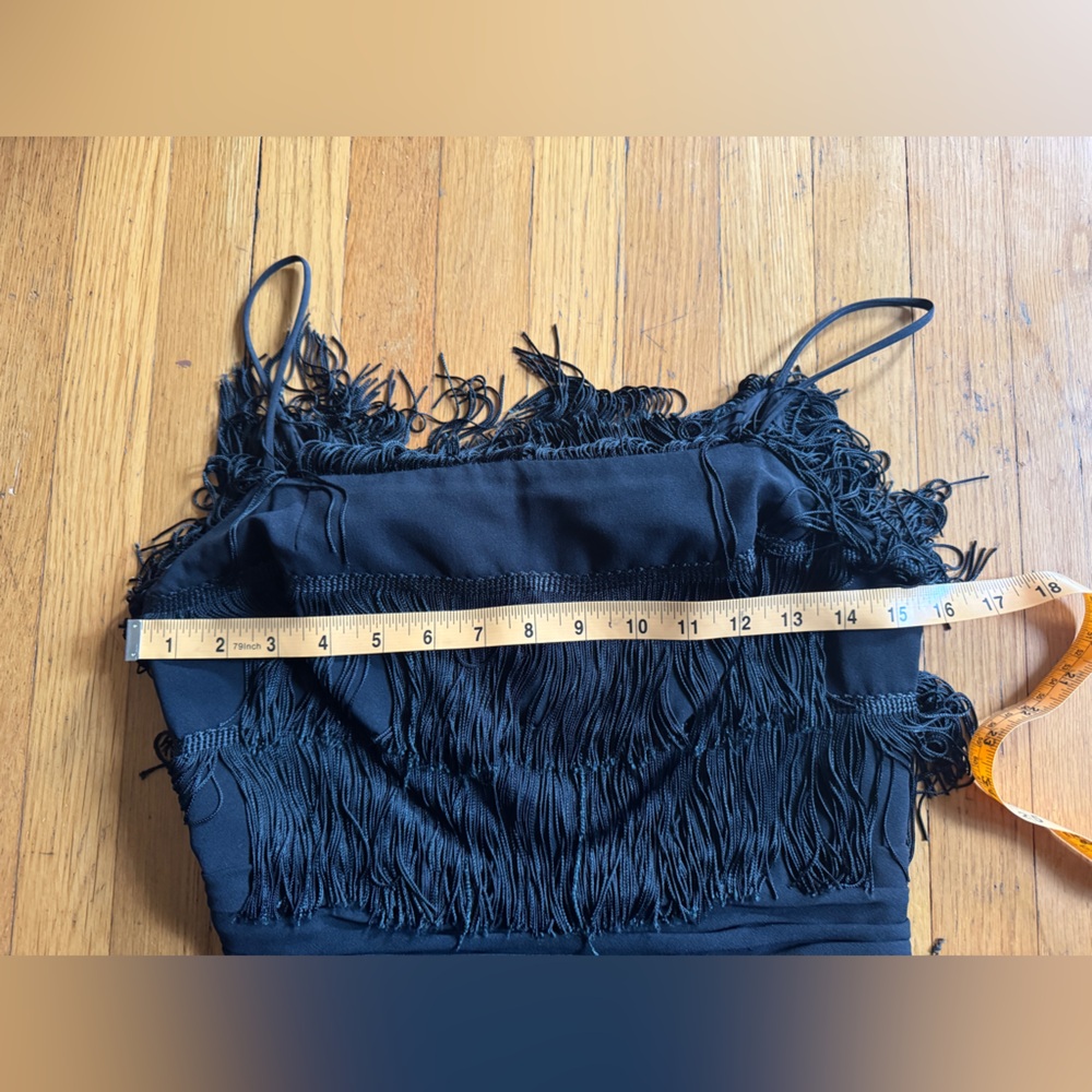 50s Vintage Black Fringe Wiggle Dress - Picture 9 of 10